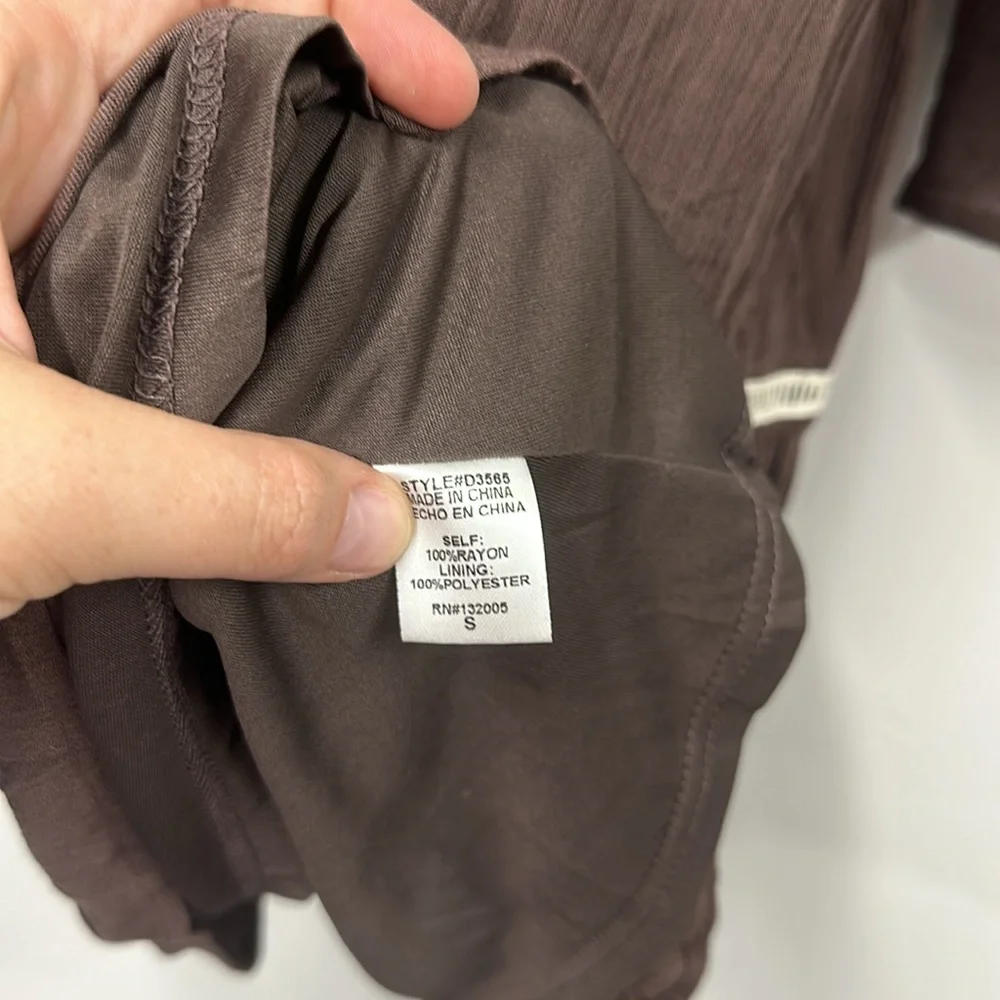 Entro brown cream crochet long sleeve dress S - Picture 7 of 9